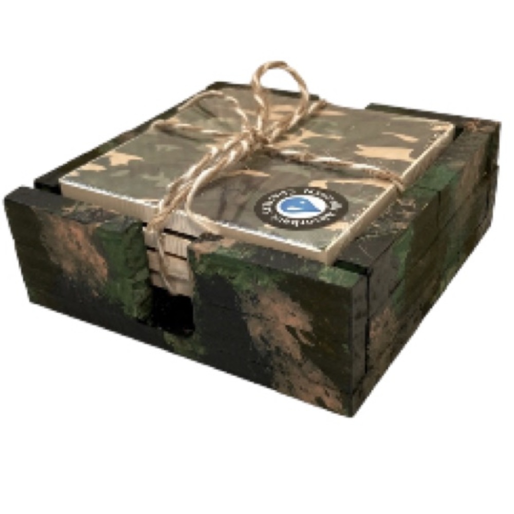 Camouflage Hunting Military Drink Coasters Absorbent Cork Backed Set of 4